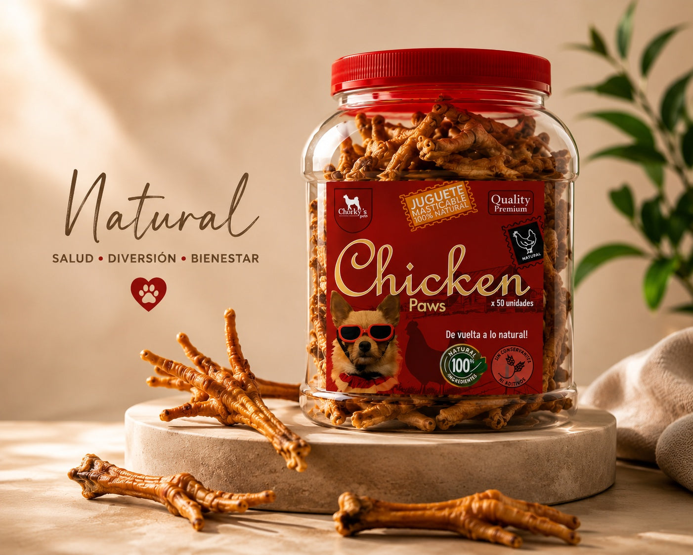 Patas de Pollo Deshidratadas x 50 | Limpieza Dental Para Perros
